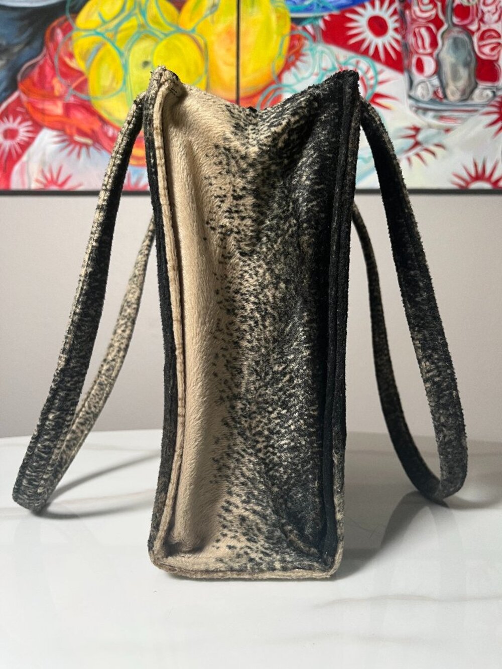 Kate Spade Limited Edition Felted Mohair/Wool Chevron Sam Tote Bag 90s Y2K RARE - Picture 4 of 14